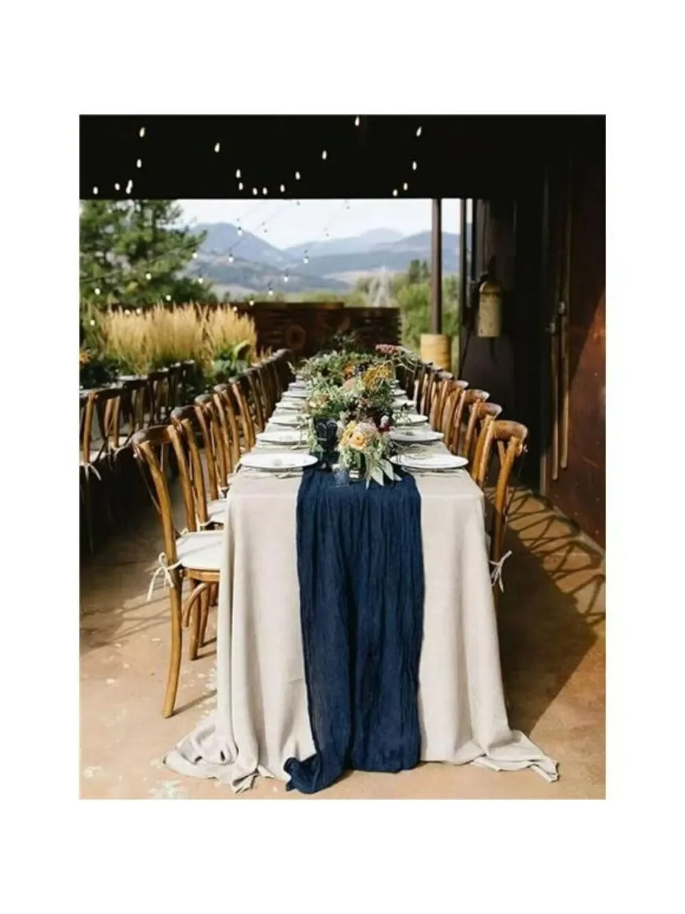 navy blue cheesecloth table runner 10ft gauze fabric wedding party decor 6 pack